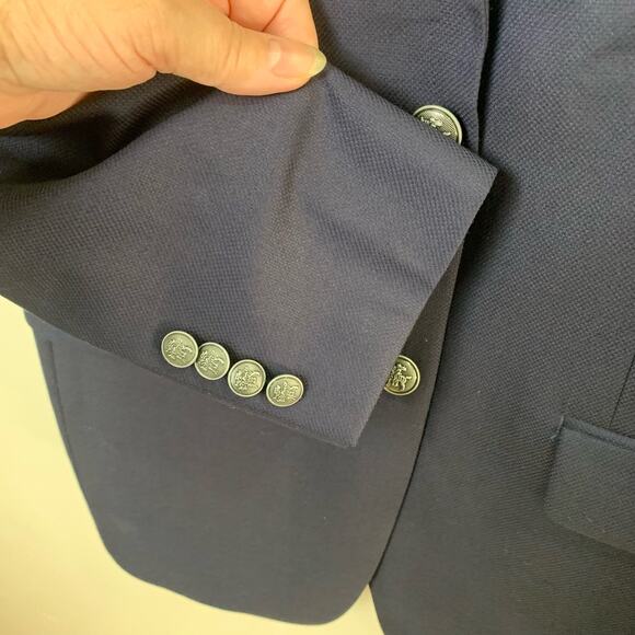 Hart Schaffner Marx Sz 40R 100% Wool Silver Button Sport Coat Blazer Jacket Blue - Picture 9 of 11